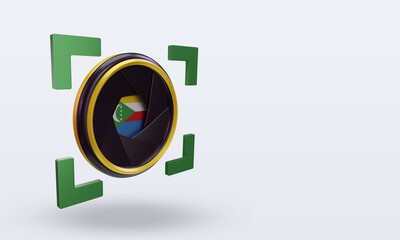 3d shutter camera Comoros flag rendering left view