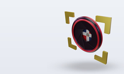 3d shutter camera Dominican Republic flag rendering right view