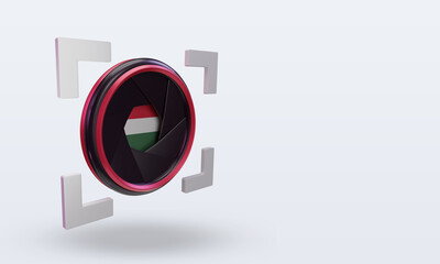 3d shutter camera Hungary flag rendering left view