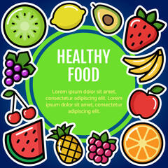 Healthy food banner design template. Vector illustration