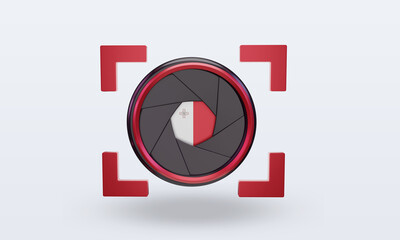 3d shutter camera Malta flag rendering front view