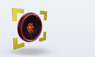 3d shutter camera North Macedonia flag rendering left view