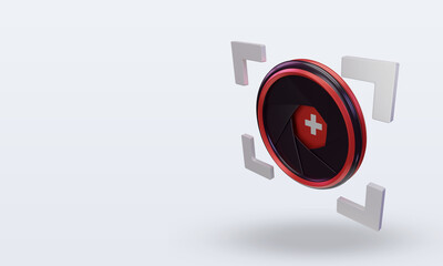 3d shutter camera Switzerland flag rendering right view