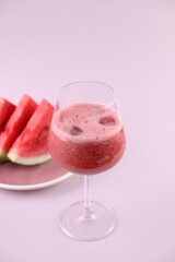 Watermelon fresh with ice in a wine glass