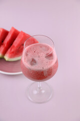 Watermelon fresh with ice in a wine glass