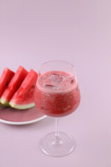 Watermelon fresh with ice in a wine glass
