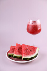 Watermelon fresh with ice in a wine glass
