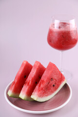 Watermelon fresh with ice in a wine glass