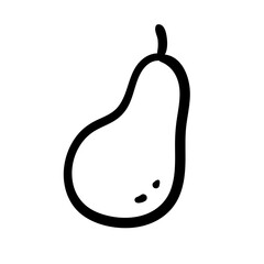 Vector doodle Pear. Cartoon line food element isolated on a white background. Summer fruit, vegan food, outline icon.