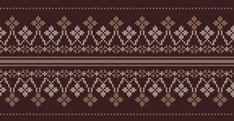 Pattern with flowers and snowflakes folk cross-stitch, scheme for embroidery and knitting