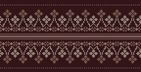 Pattern with flowers and snowflakes folk cross-stitch, scheme for embroidery and knitting