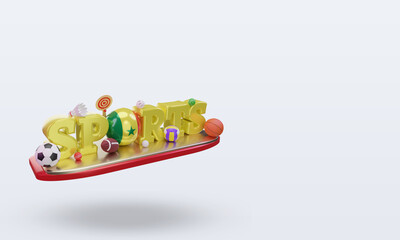 3d sports day Senegal flag rendering left view