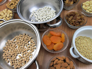    Traditional Turkish dessert ashure - Noah's Pudding ingridients, making of  