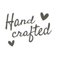 Hand crafted text lettering with hearts. Hand written vector inscription.