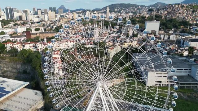 Aerial view of Yup Star (Rio Star) ferris wheel in downtown of the city