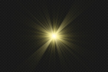 Light effects, glare, glitter, explosion, golden light, Vector illustration. shining golden stars.