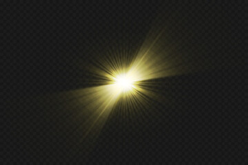 Obraz premium Light effects, glare, glitter, explosion, golden light, Vector illustration. shining golden stars.