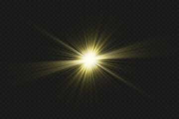 Light effects, glare, glitter, explosion, golden light, Vector illustration. shining golden stars.