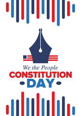Obraz premium Constitution Day in United States. Holiday, celebrate annual in September 17. Citizenship Day. American Day. We the People. Patriotic american elements. Poster, card, banner, background. Vector