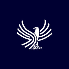 Eagle logo design. Eagle circle shape vector template. Luxury corporate heraldic phoenix falcon logo.