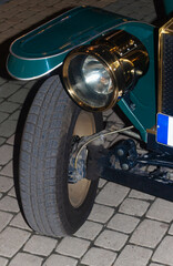 Restored old car.Interior retro car	
