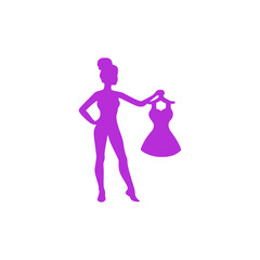 Silhouette girl clothing store template. Symbol Design for a clothing store. Template for banner and sale