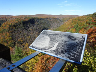 Scenic autumn scenery of the mountainous wilderness that surrounds the Pennsylvania Grand Canyon, Pine Creek Gorge, in the Leonard Harrison State Park.