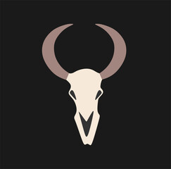 Obraz premium Bull skull in flat style. Cute style. Animal skull vector illustration.