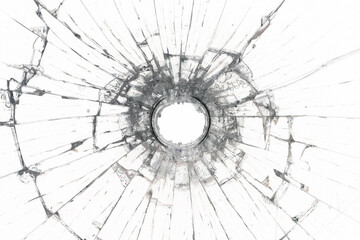 white background bullet hole on glass texture abstract window