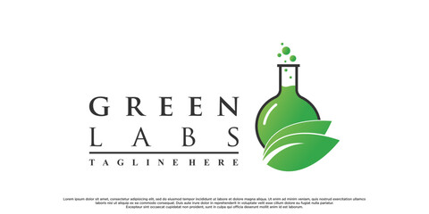 Green labs logo design with creative concept Premium Vector