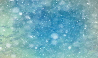blue abstract background snowfall watercolor