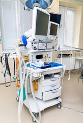 Modern medical equipment for surgery healthcare. Emergency computer technologies.