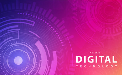 Digital technology banner purple pink background concept, technology light blue effect, abstract tech, innovation future data, internet network, Ai big data, lines dots connection, illustration vector