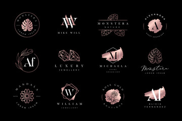 Luxury rose gold gradient logo