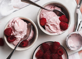ice cream cold for summer strawberries