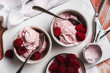 ice cream cold for summer strawberries