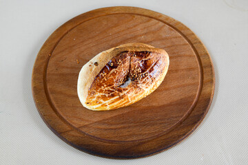 Turkish pastry product , tasty pogaca. Simit, gevrek. Turkish Pastries; peynirli, patatesli, kasarli pogaca, borek, acma, ay coregi at patisserie showcase.