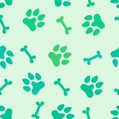 Plakat Animals seamless dogs footprints and bones pattern for clothes print and kids and fabrics and wrapping