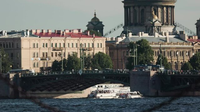 cityscape, bridge across the Neva River in St. Petersburg