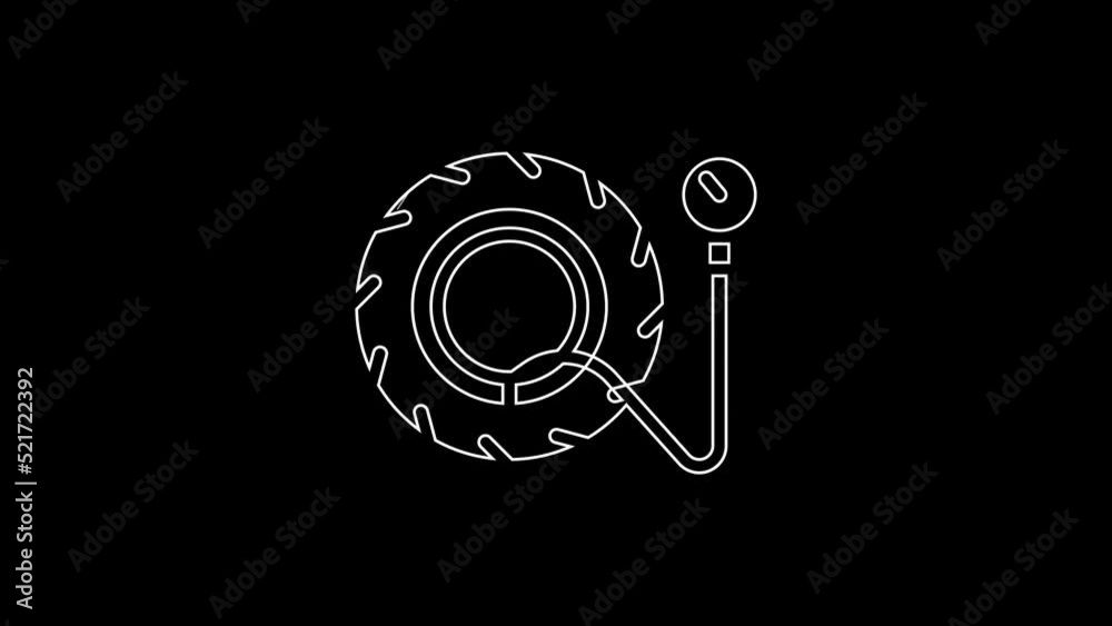 Wall mural white line tire pressure gauge icon isolated on black background. checking tire pressure. gauge, man