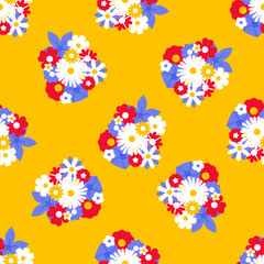 Colorful bright spring and summer floral seamless pattern vector illustration