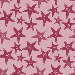 Obraz premium Summer ocean seamless sea star pattern for clothes print and accessories and kids and fabrics and wrapping paper