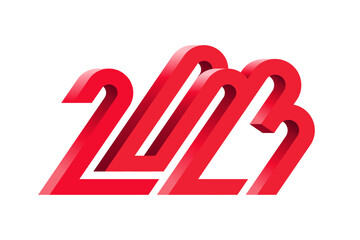 Creative futuristic elegant 2023 red numbers new year in 3d style vector illustration isolated