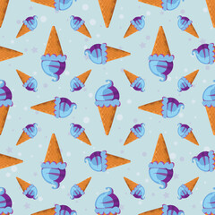 Blue ice cream pattern wallpaper