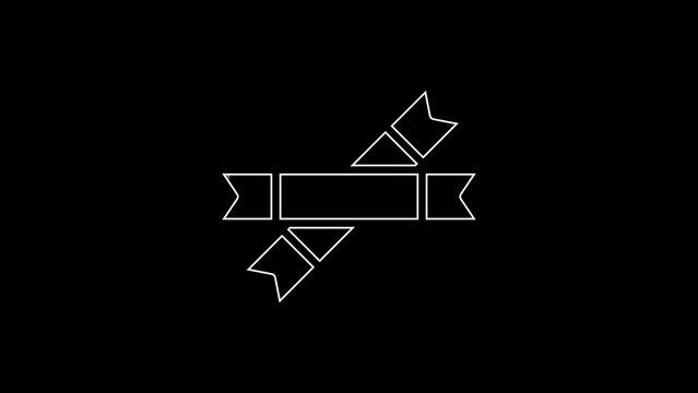 White line Sugar stick packets icon isolated on black background. Blank individual package for bulk food products as coffee, salt, spices. 4K Video motion graphic animation