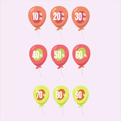 Discount  percent balloons in flat design 