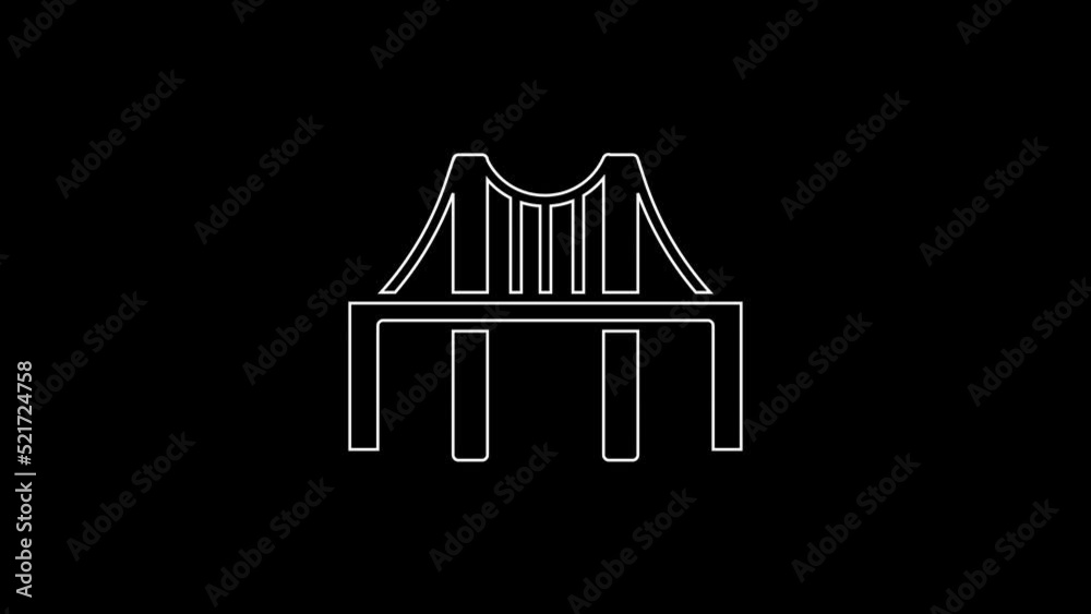 Wall mural white line golden gate bridge icon isolated on black background. san francisco california united sta