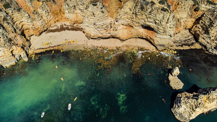 Algarve coast at sunset time, travel concept.