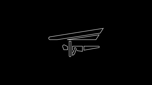 White line Hang glider icon isolated on black background. Extreme sport. 4K Video motion graphic animation