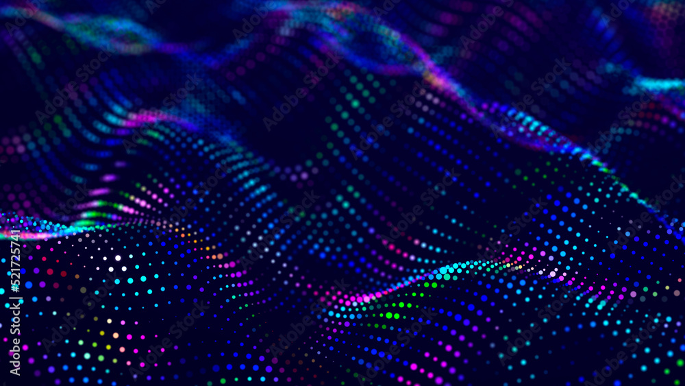 Aufkleber lights background. colored music wave. big data digital code. futuristic dots illustration. 3d